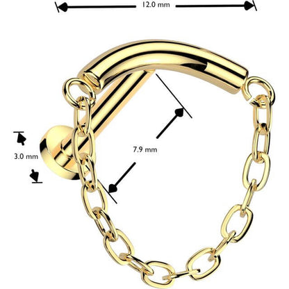 Titane Labret barre d'appui courbée à maillons de chaîne Enfoncer