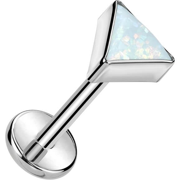 Titanio Top triangulo engaste bezel Push In Labret