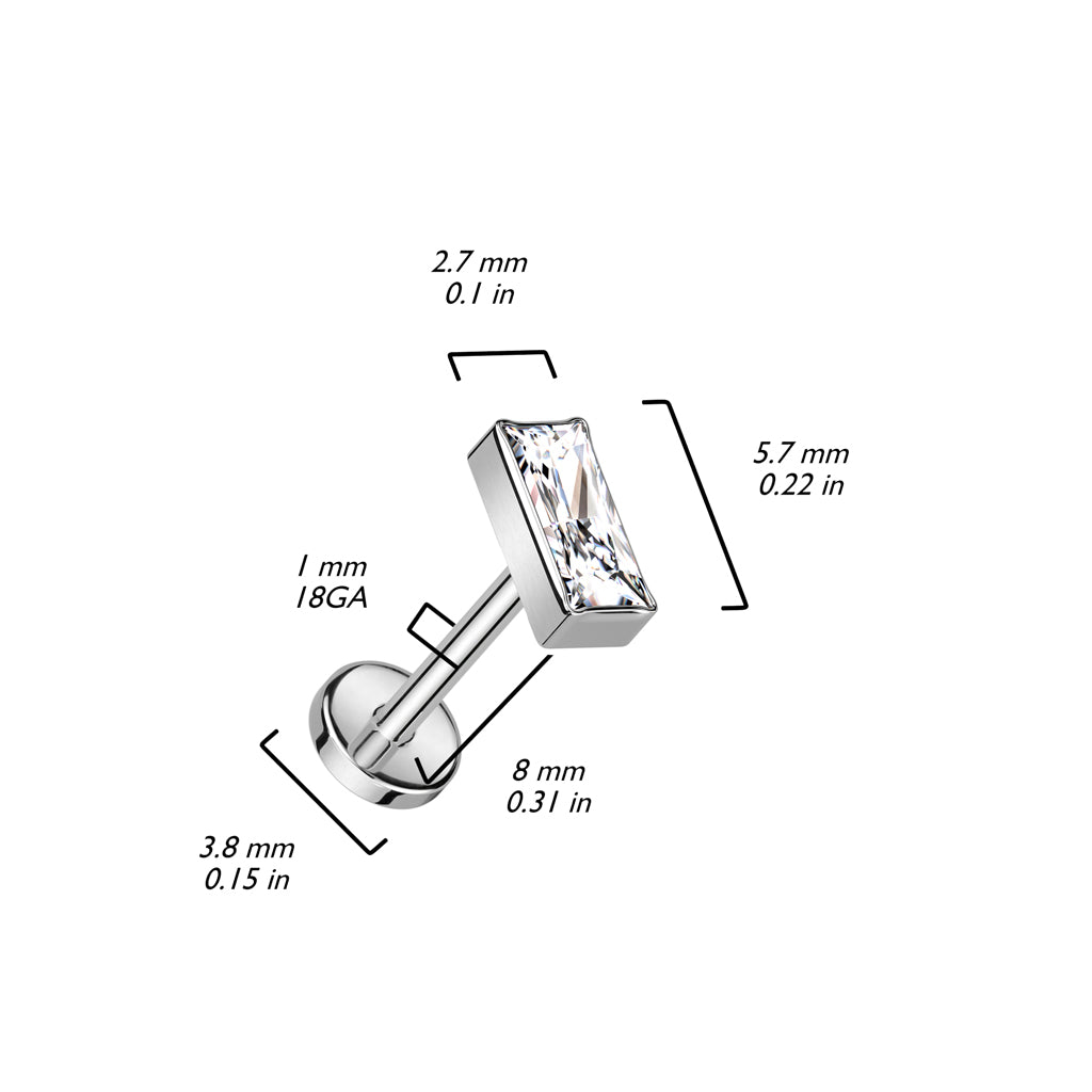 Titanium Labret Rectangular Zirconia Push-In