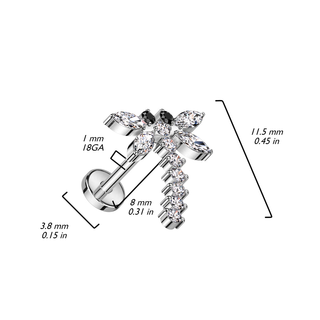 Titanio Libélula circonita Push In Labret