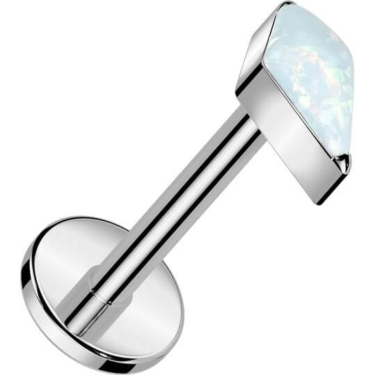 Titanio Labret taglio diamante zircone opale pietra naturale Push-In