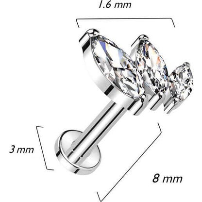 Titane Labret 3 Zircone Marquise Enfoncer