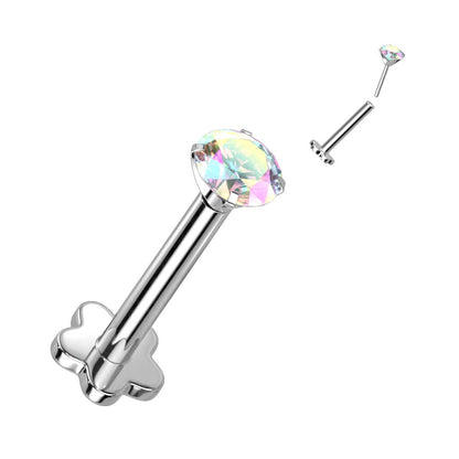 Titanio Labret Base Fiore e zircone Push-In