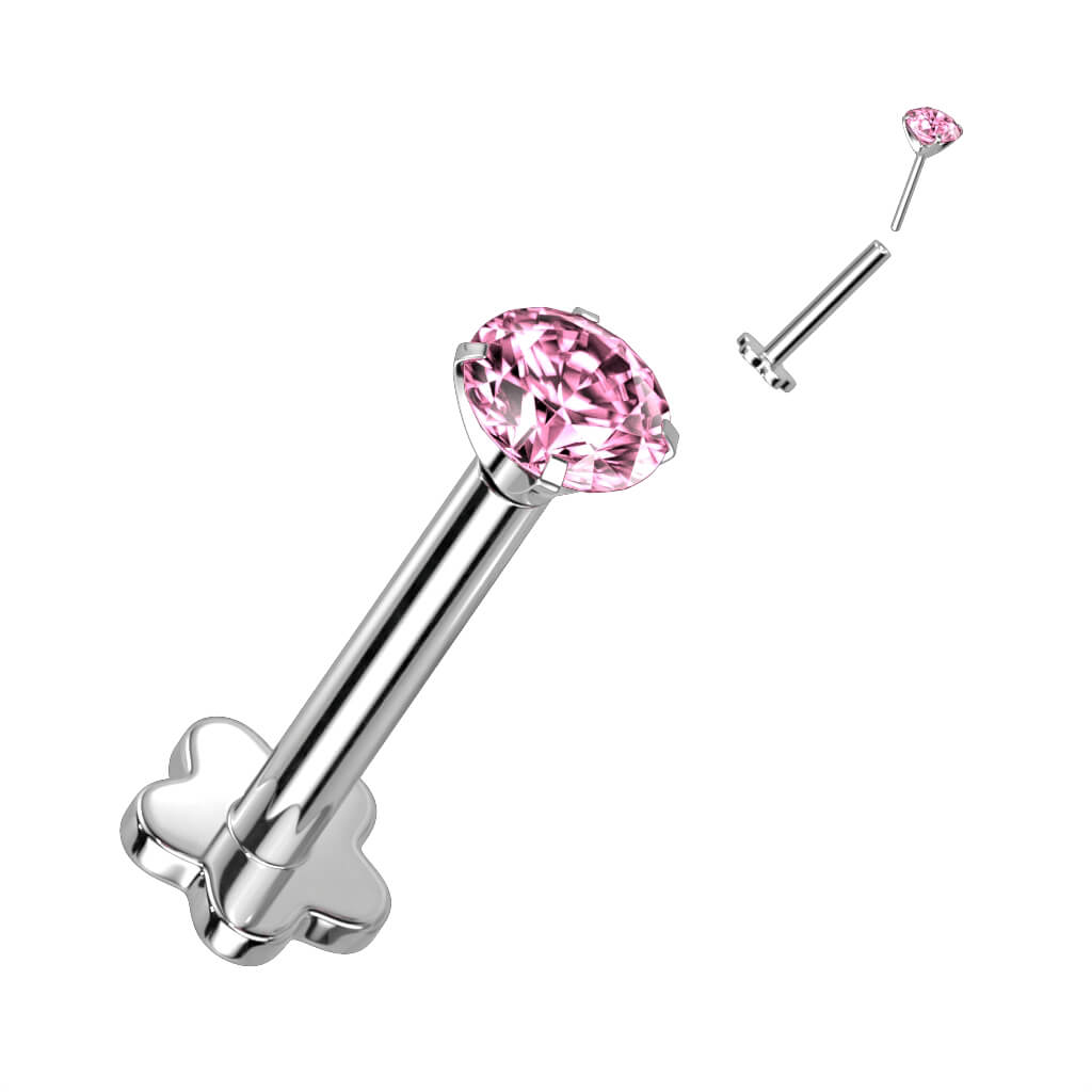 Titanio Labret Base Fiore e zircone Push-In