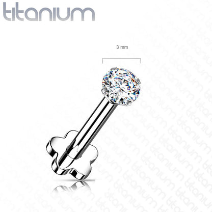 Titan Labret Zirkonia Blumen Base Push-In