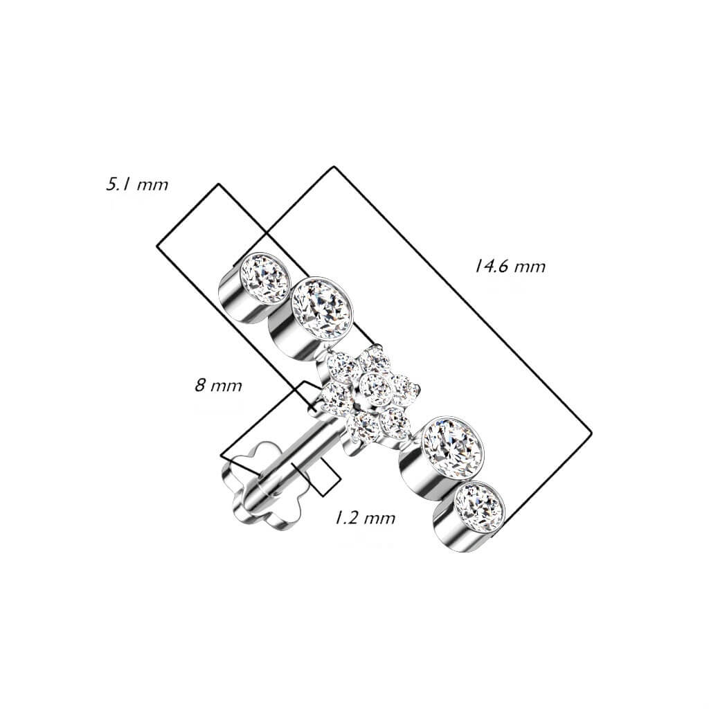 Titane Labret Fleur Zircone Base Fleur Enfoncer