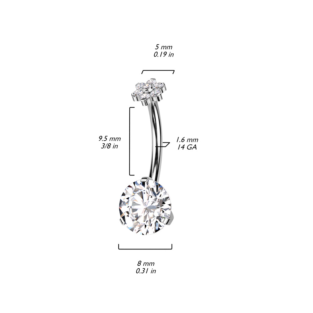 Titan Bauchnabelpiercing Blume Zirkonia Push-In