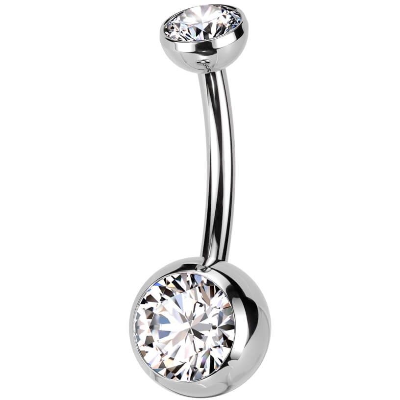 Titan Bauchnabelpiercing Zargenfassung Zirkonia Push-In