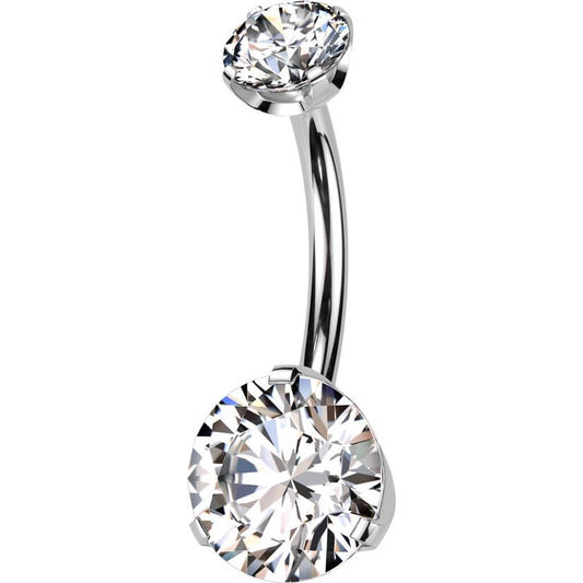 Titanium Belly Button Piercing 2 zirconia Push-In