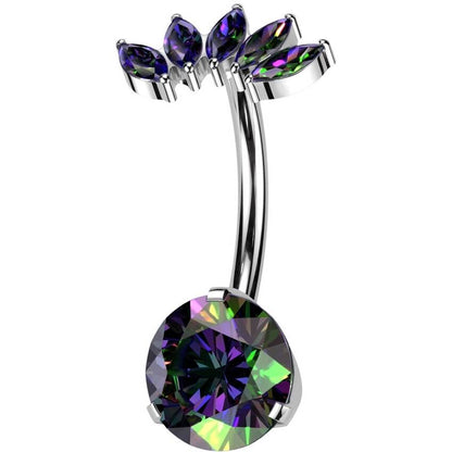 Titanium Belly Button Piercing marquise cut zirconia Push-In