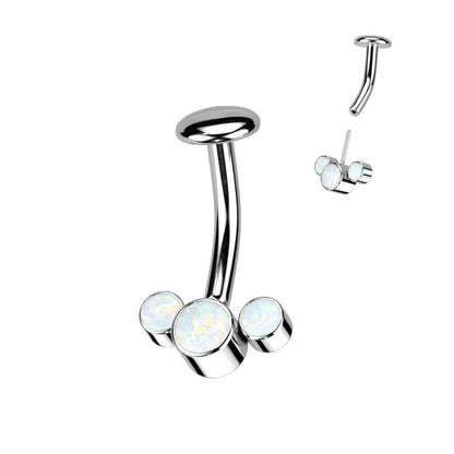 Titanio Piercing Ombelico 3 Opale e Argento Push-In