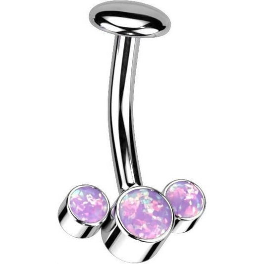 Titanium Belly Button Piercing 3 Opal Silver Push-In