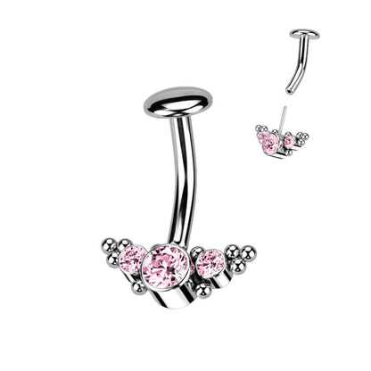 Titane Piercing Nombril 3 Zircone Argent Enfoncer