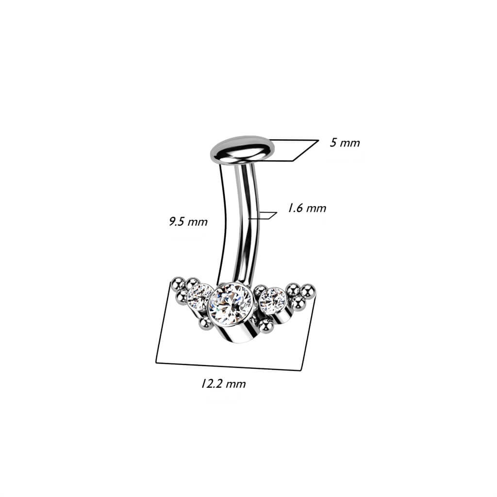 Titane Piercing Nombril 3 Zircone Argent Enfoncer