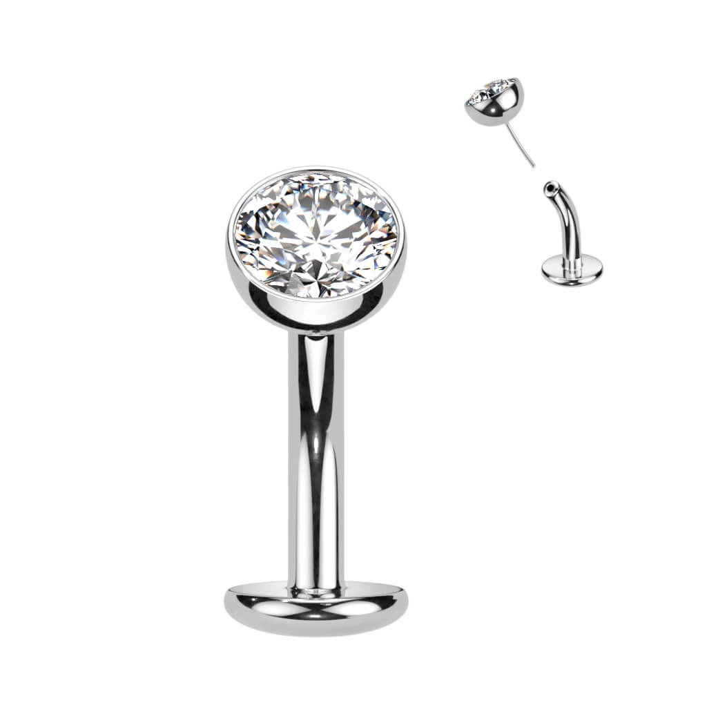 Titanium Belly Button Piercing Hemisphere Zirconia Push-In