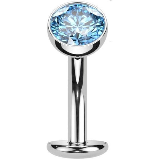 Titanium Belly Button Piercing Hemisphere Zirconia Push-In