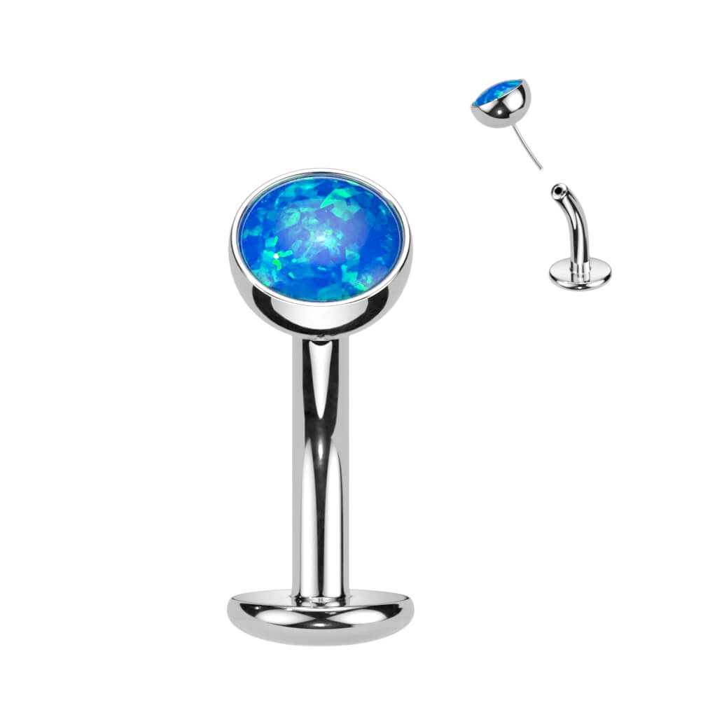 Titanium Belly Button Piercing Hemisphere Opal Push-In