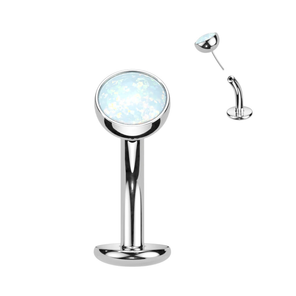 Titanium Belly Button Piercing Hemisphere Opal Push-In