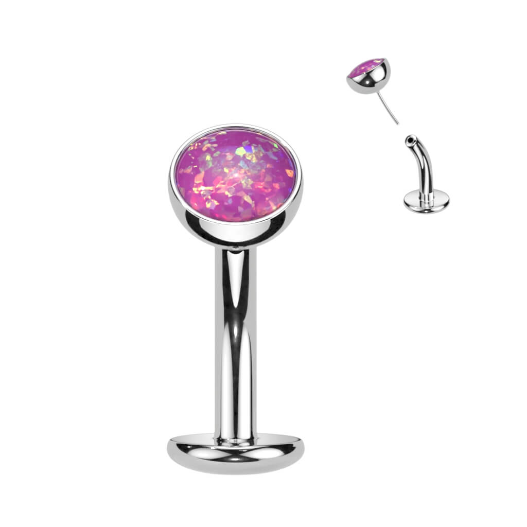 Titanium Belly Button Piercing Hemisphere Opal Push-In