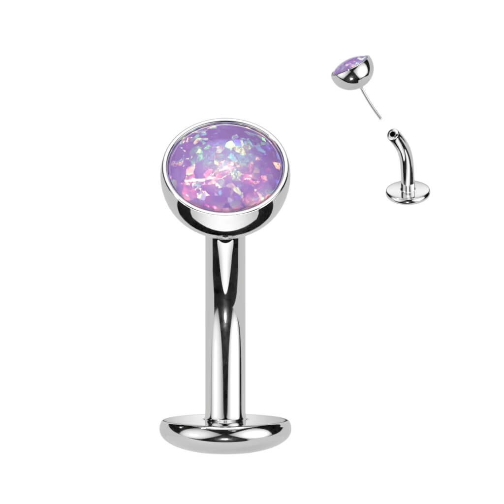 Titanium Belly Button Piercing Hemisphere Opal Push-In