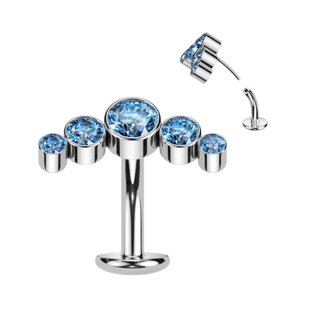 Titan Bauchnabelpiercing 5 Zirkonia Silber Push-In