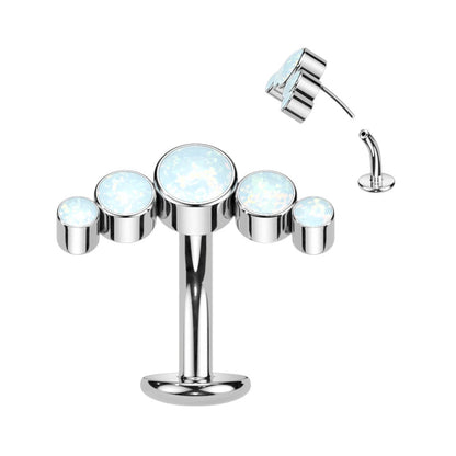 Titan Bauchnabelpiercing 5 Opal Silber Push-In