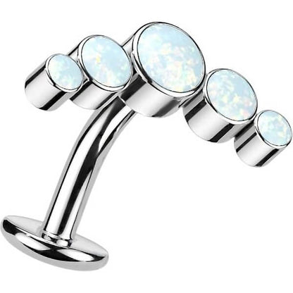 Titanium Belly Button Piercing 5 Opal Silver Push-In