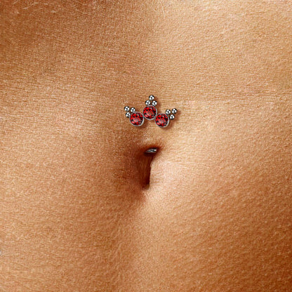 Titanio Piercing ombligo 3 Circonita Plata Push In