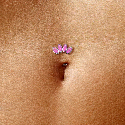 Titan Bauchnabelpiercing Marquise Schliff 4 Opal Push-In