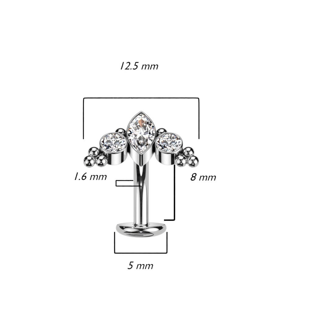 Titane Piercing Nombril Zircone Opale Argent Enfoncer