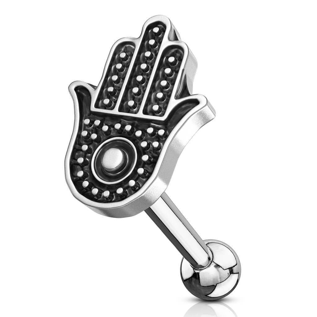 Barbell Hamsa Argento