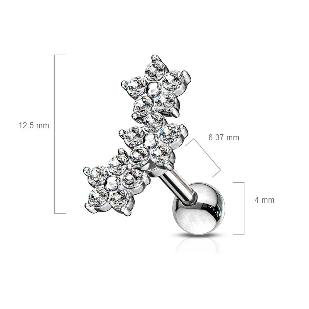 Barbell Flor Circonita Plata