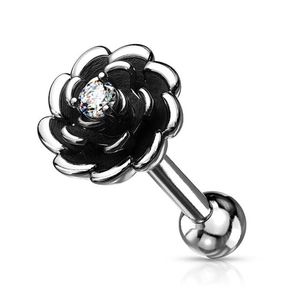 Barbell Flor Circonita Plata