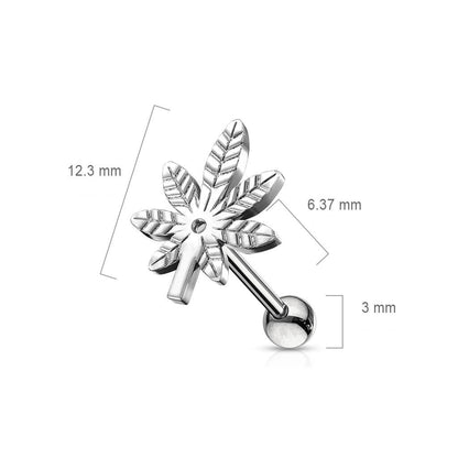 Barbell Hemp Leaf Silver