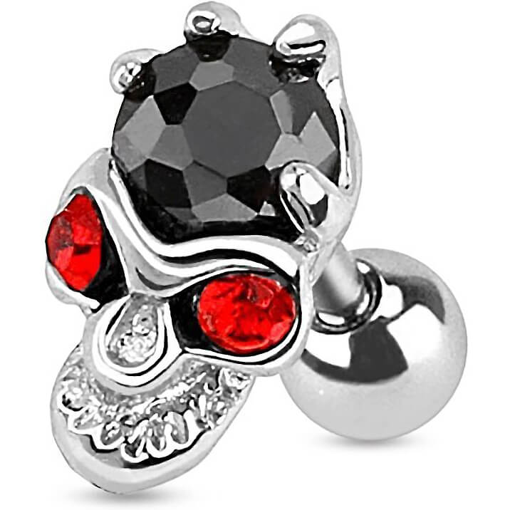 Barbell Totenkopf Zirkonia Silber