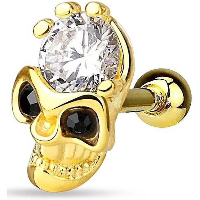 Barbell Calavera Circonita oro