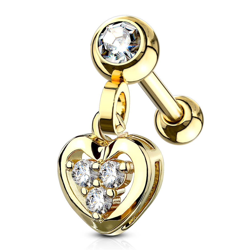 Barbell Heart dangle Zirconia