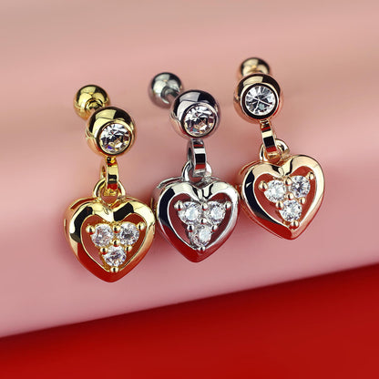 Barbell Pendente a cuore con zirconi