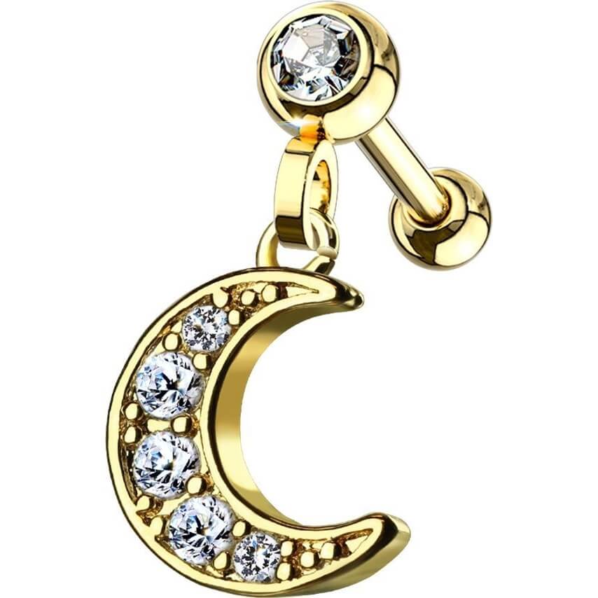 Barbell Moon dangle Zirconia