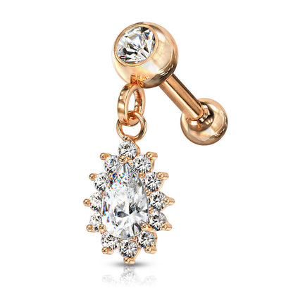 Barbell Pear dangle Zirconia