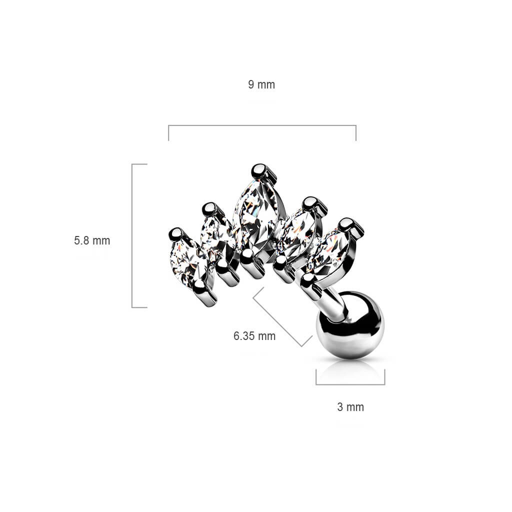 Barbell Marquise Schliff Zirkonia