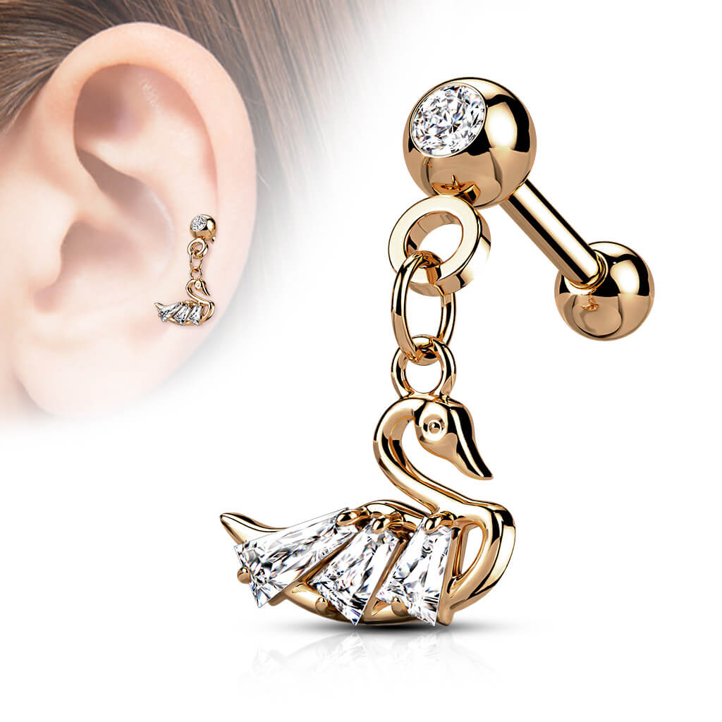 Barbell Swan dangle Zirconia