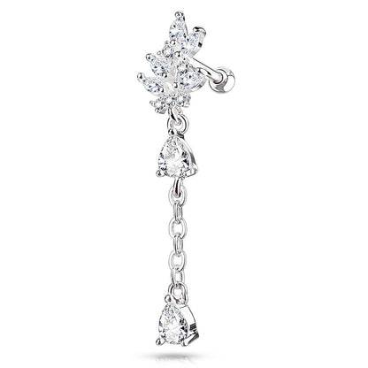 Barbell Leaf dangle Zirconia