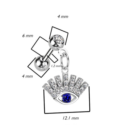 Barbell Ojo de la suerte colgante Circonita Oro Plata