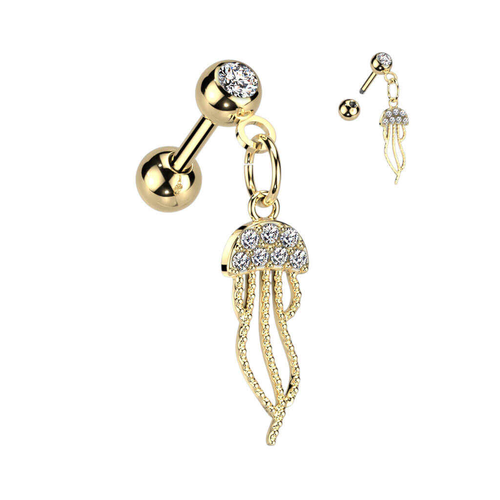 Barbell Pendente a forma di medusa in Oro/Argento con zirconi