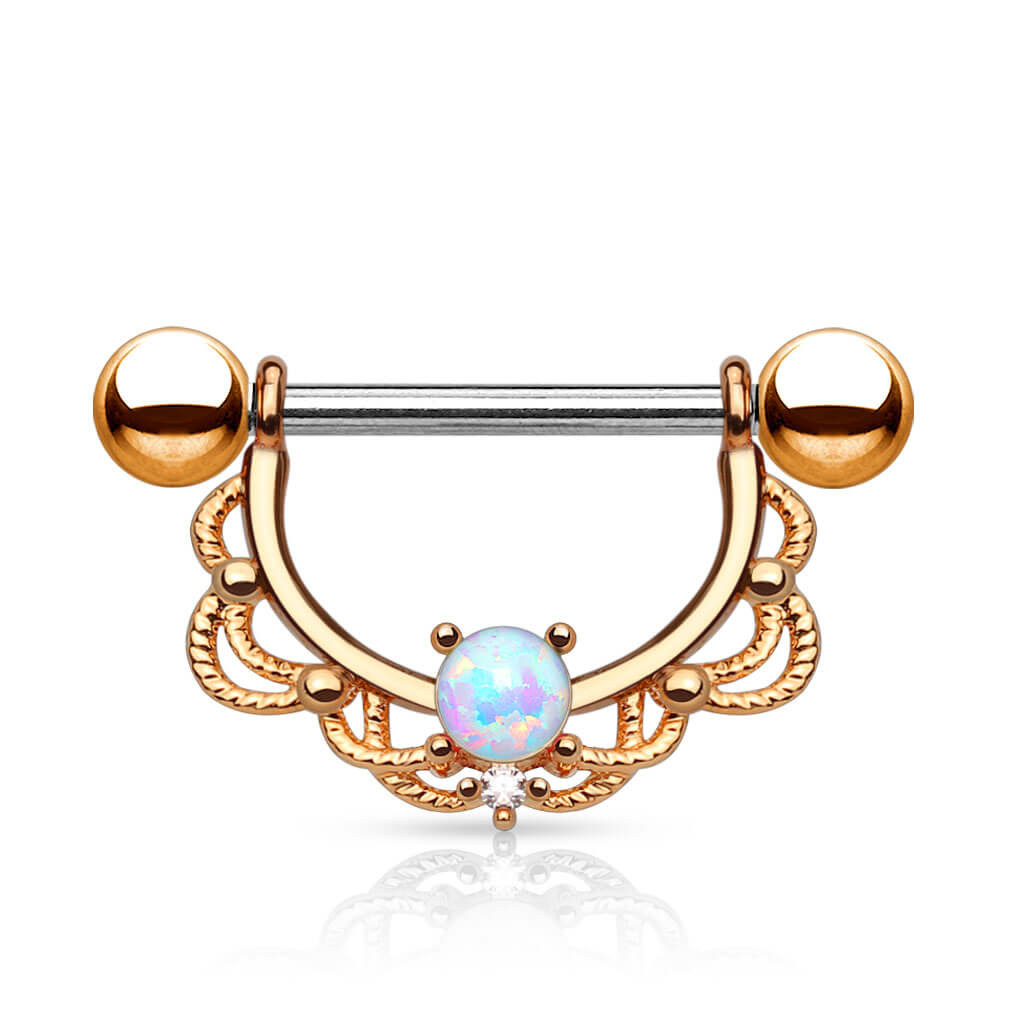 Nippelpiercing Kranz beweglich Opal