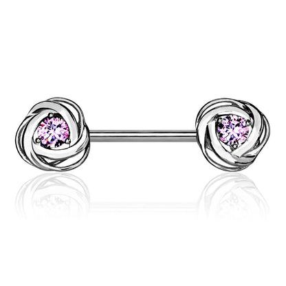 Nippelpiercing Rose Zirkonia Gold Silber