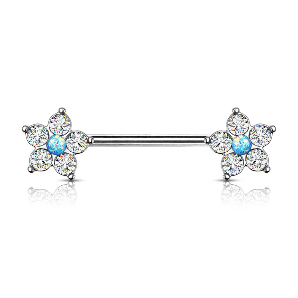 Nippelpiercing Blume Zirkonia Silber