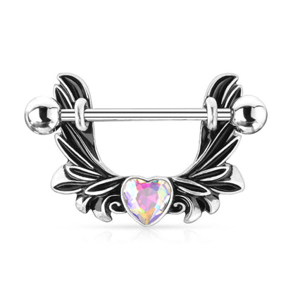 Nipple Piercing Angel Wings Heart Zirconia