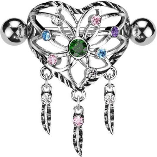 Nipple Piercing Dream Catcher Shield Zirconia Silver